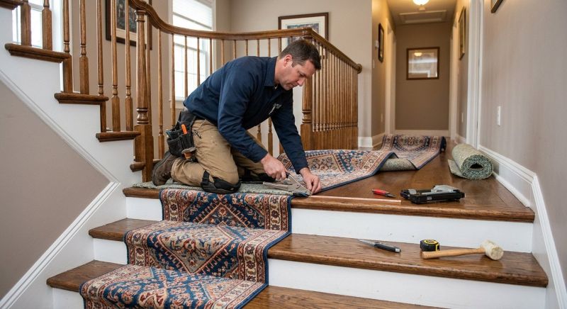 Stair Runner Installation in Freehold, NJ