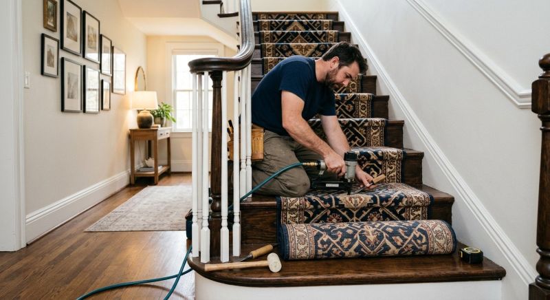 Stair Runner Installation in Monmouth County, NJ